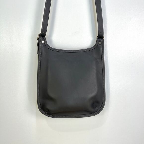 Vintage Coach Small Hippie Flap Bag Slim Saddle #9135 Leather Crossbody Gray - Picture 9 of 9